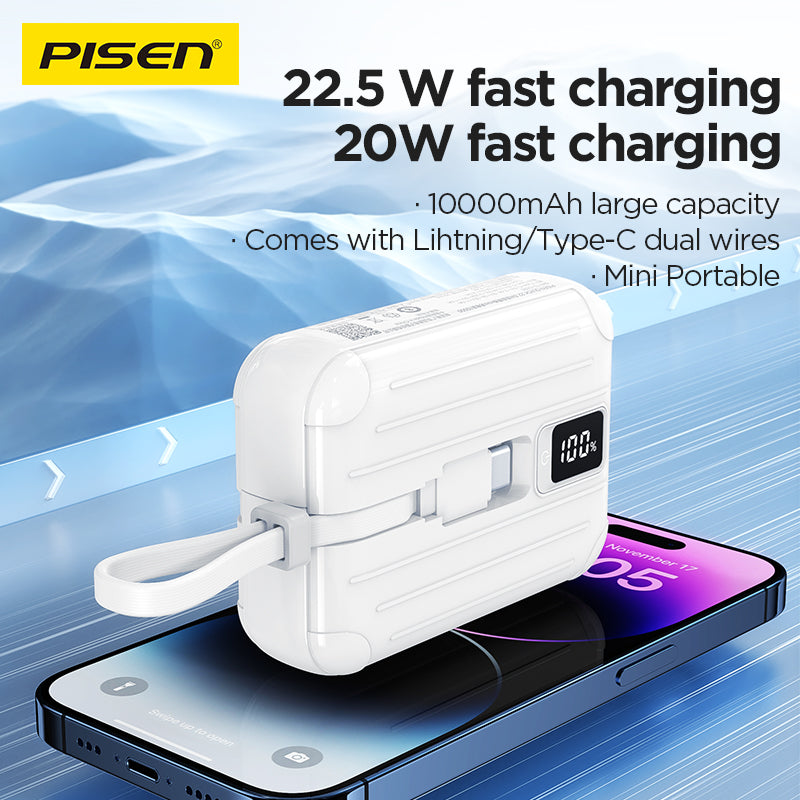 PISEN Power Tiny 22.5W 10000mAh With Dual Cable Power Bank TS-D326