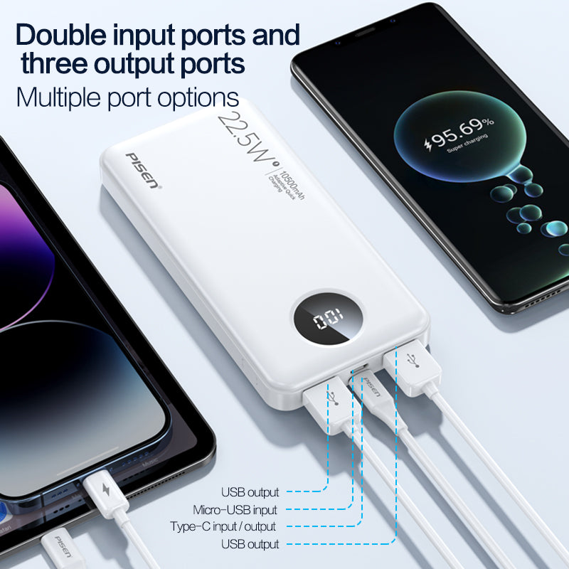 PISEN PRO 22.5W 10500mAh พาวเวอร์แบงค์อัจฉริยะพร้อมจอแสดงผลดิจิตอล TS-D300