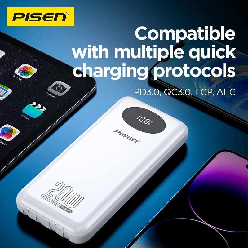 PISEN QUICK 20W Powerbank with 4 cables 20000mAh TS-D344