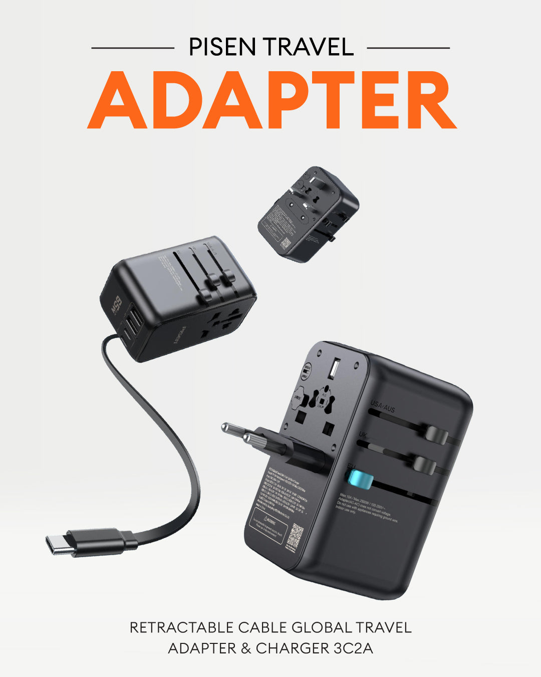 PISEN-Global Travel 65W 5-Port GaN Fast Charger TP-C94