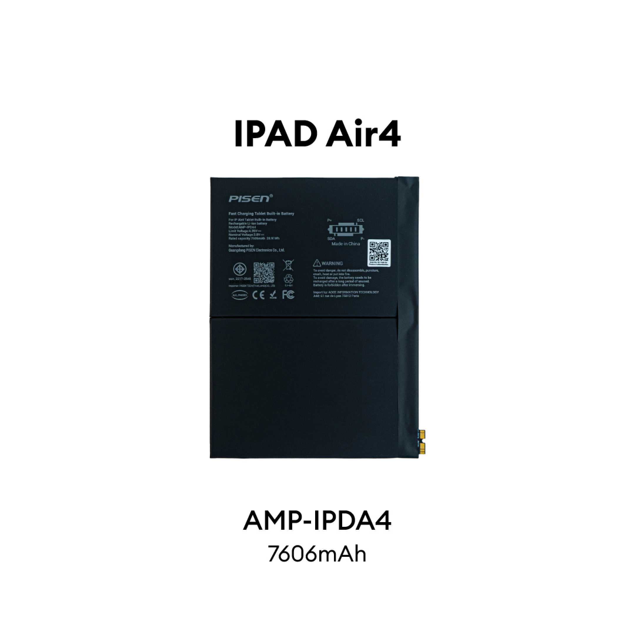 PISEN Fast Charge Tablet Built-in Battery IPad Air4 AMP-IPDA4