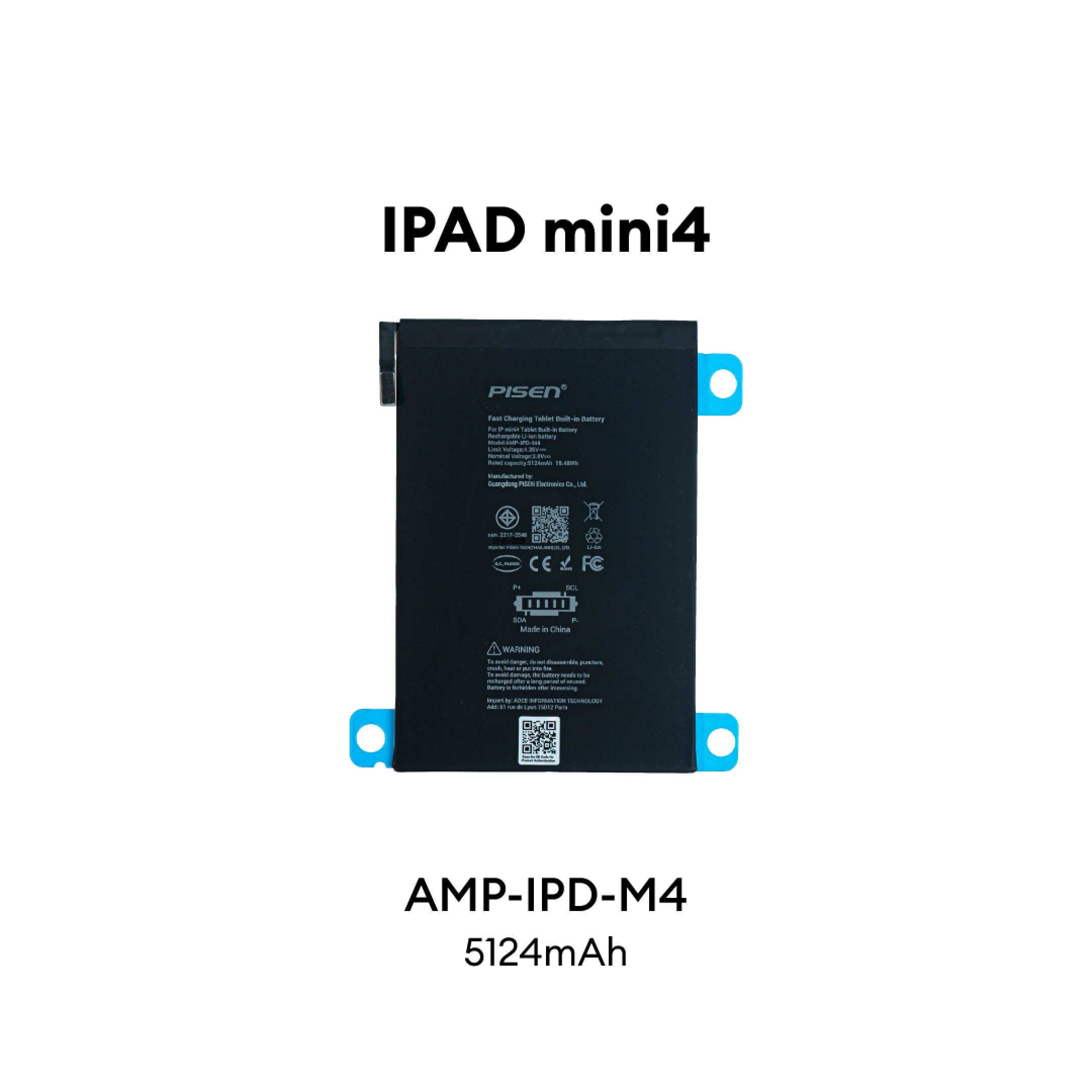 PISEN Fast Charging Tablet Built-in Battery IPad mini4 AMP-IPD-M4