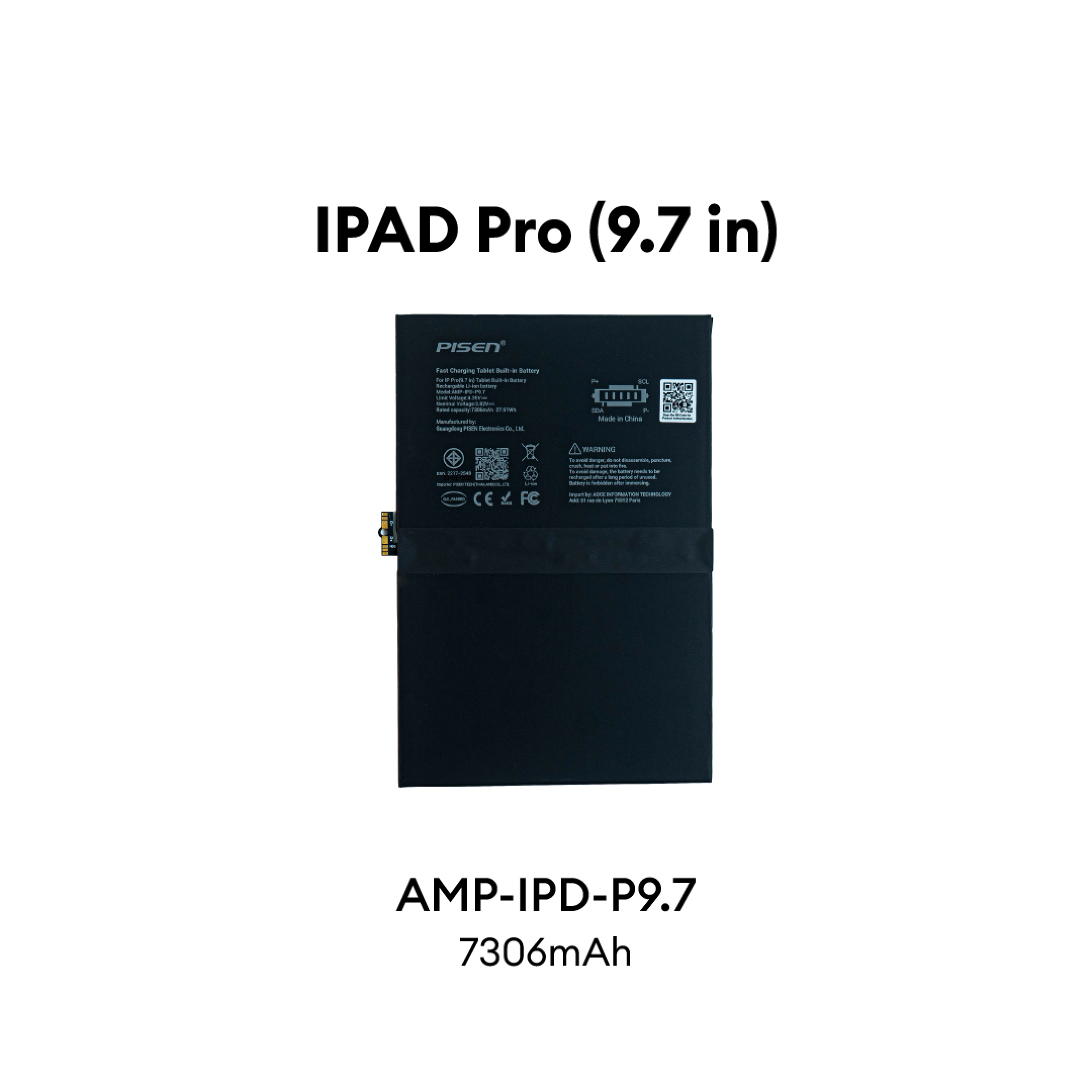 PISEN Fast Charging Tablet Built-in Battery IPad Pro (9.7 inch) AMP-IPD-P9.7