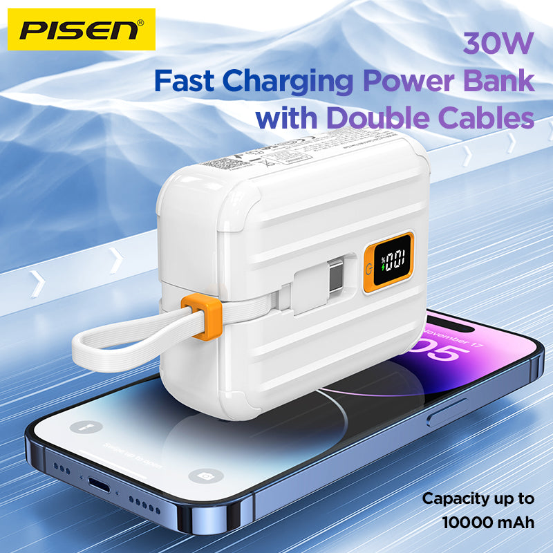 PISEN Power Tiny 30W 10000mAh With Dual Cable Power Bank TS-D364