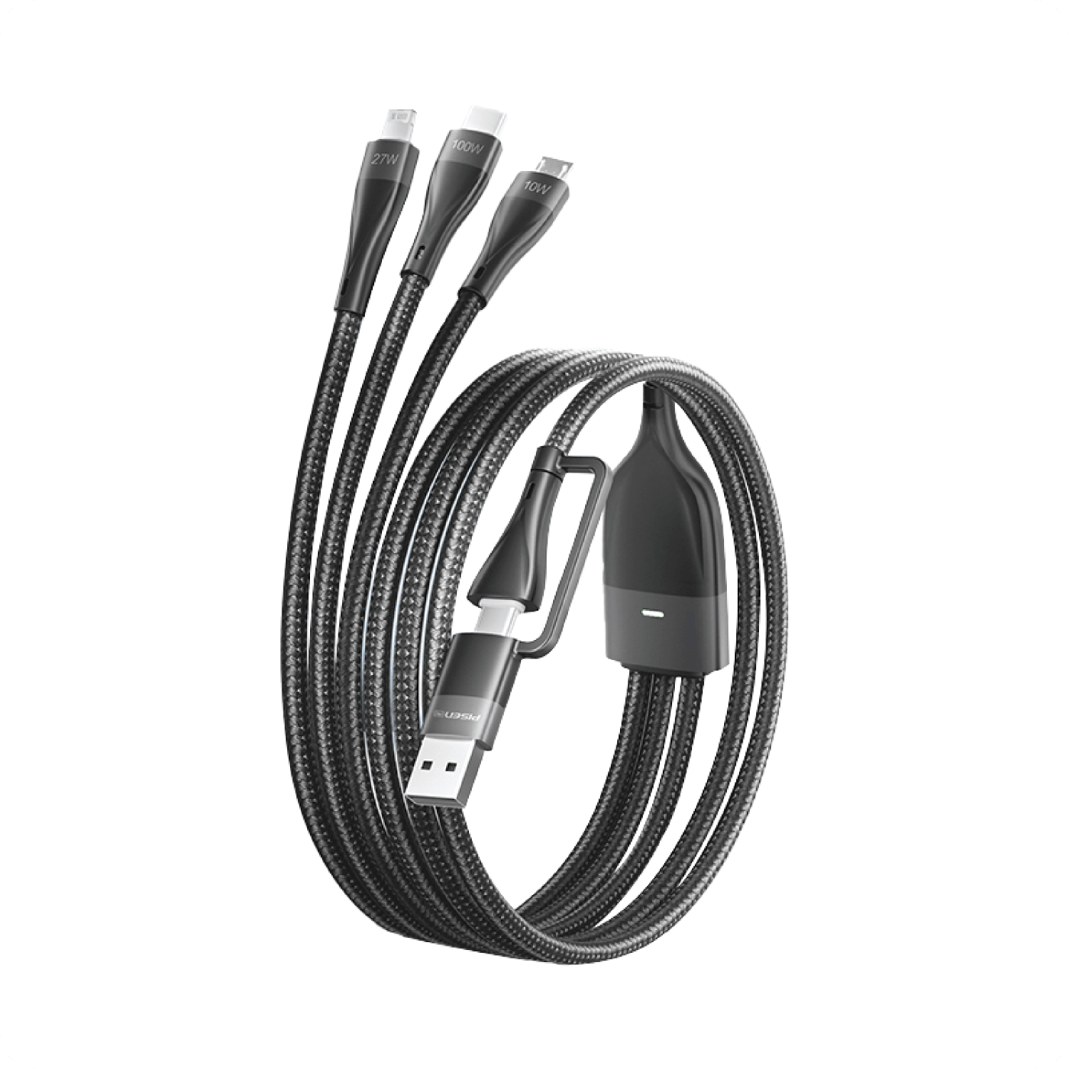 PISEN PRO-Mars Series Aluminum Alloy USB/Type-C to (Ligntning+Type-C+Micro Usb) Cable
