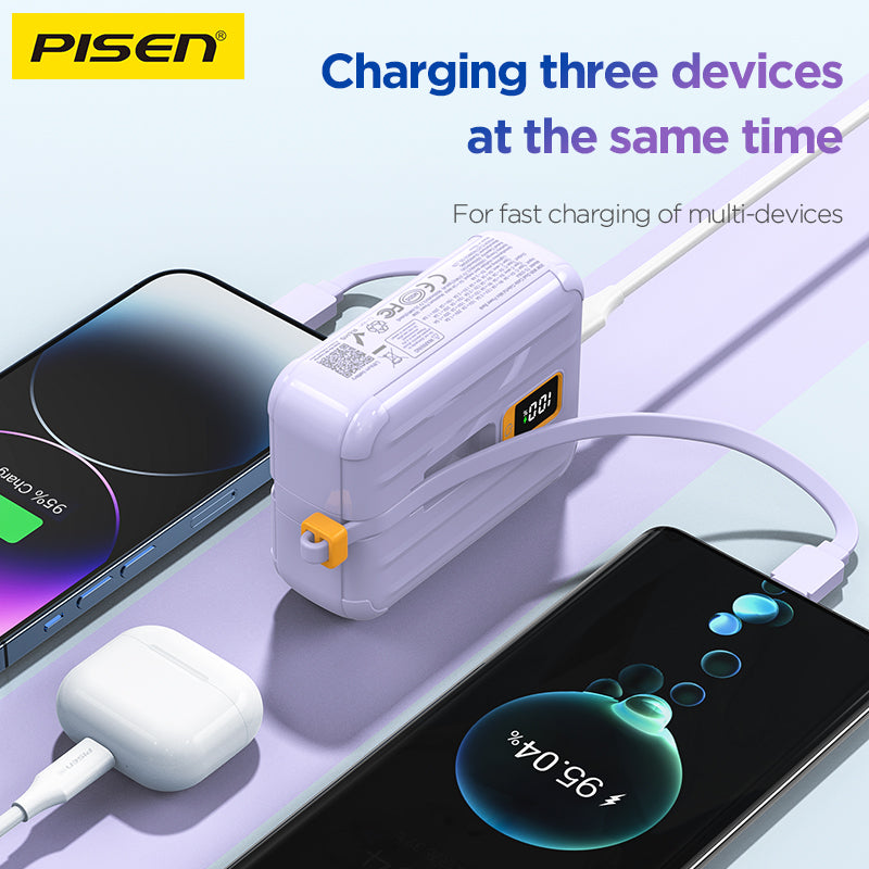 PISEN Power Tiny 30W 10000mAh With Dual Cable Power Bank TS-D364