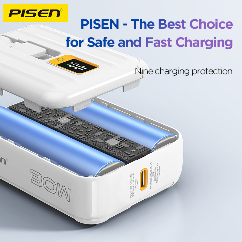 PISEN Power Tiny 30W 10000mAh With Dual Cable Power Bank TS-D364