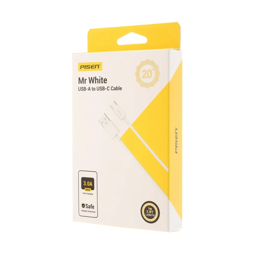 PISEN-Mr White USB-A to USB-C Cable 1000mm TC25-1000