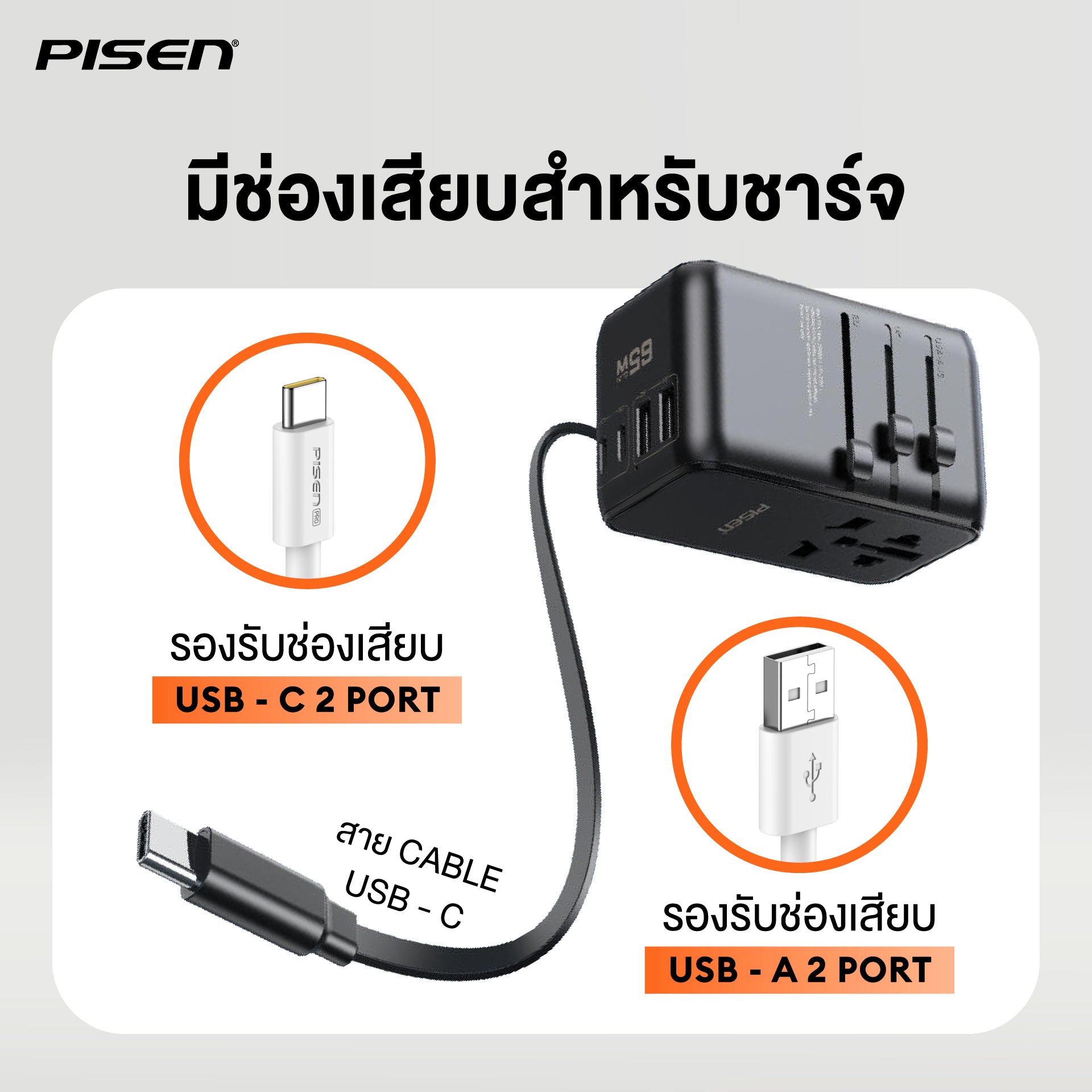 PISEN-Global Travel 65W 5-Port GaN Fast Charger TP-C94