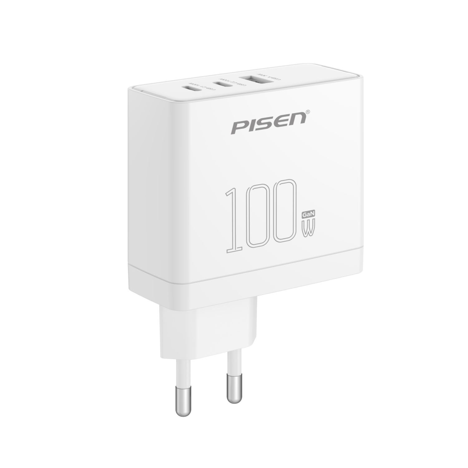 PISEN Pro GaN 2 USB-C+USB-A เครื่องชาร์จติดผนังเร็ว 100W TP-C46