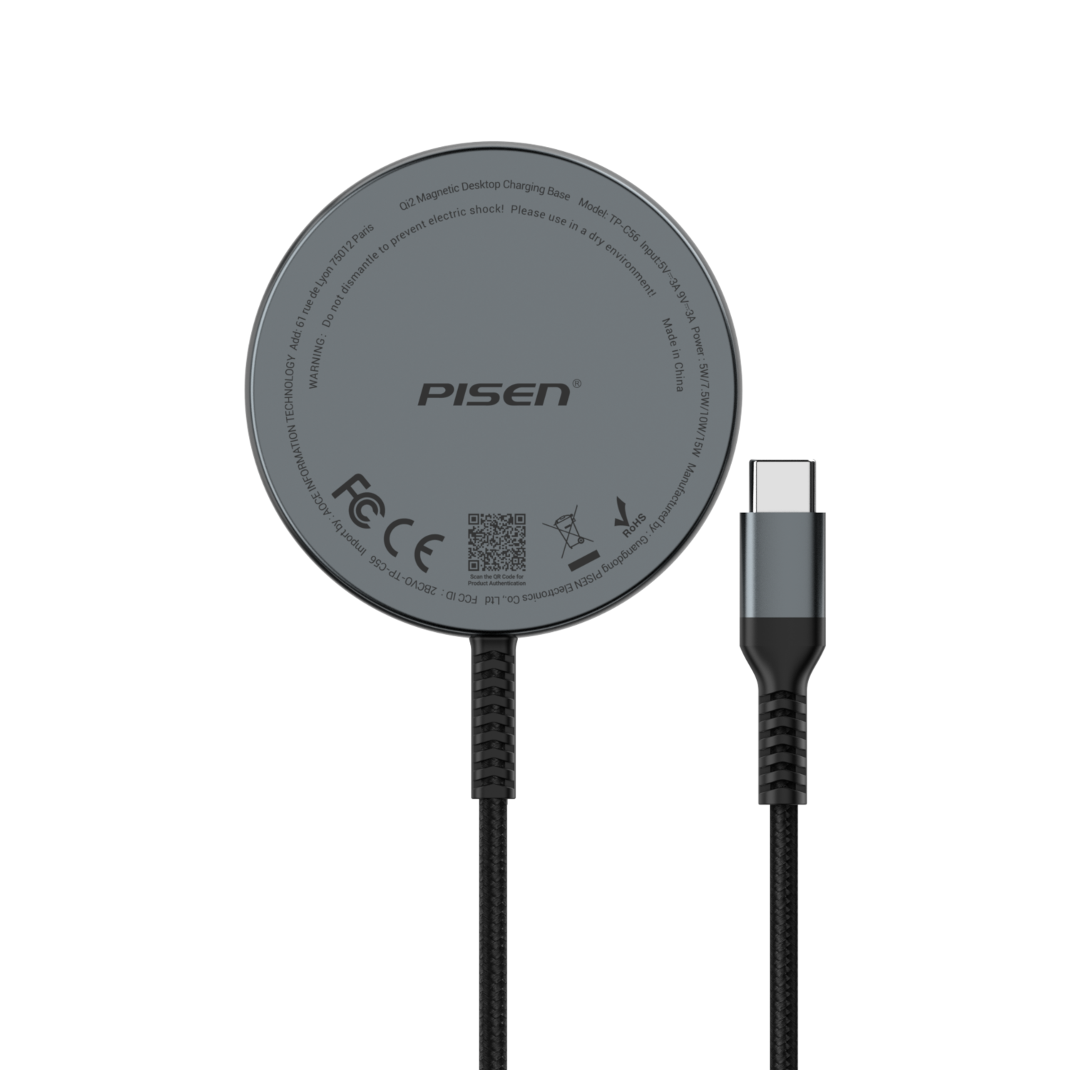 PISEN-Qi2 Magnetic Desktop Charging Base TP-C56
