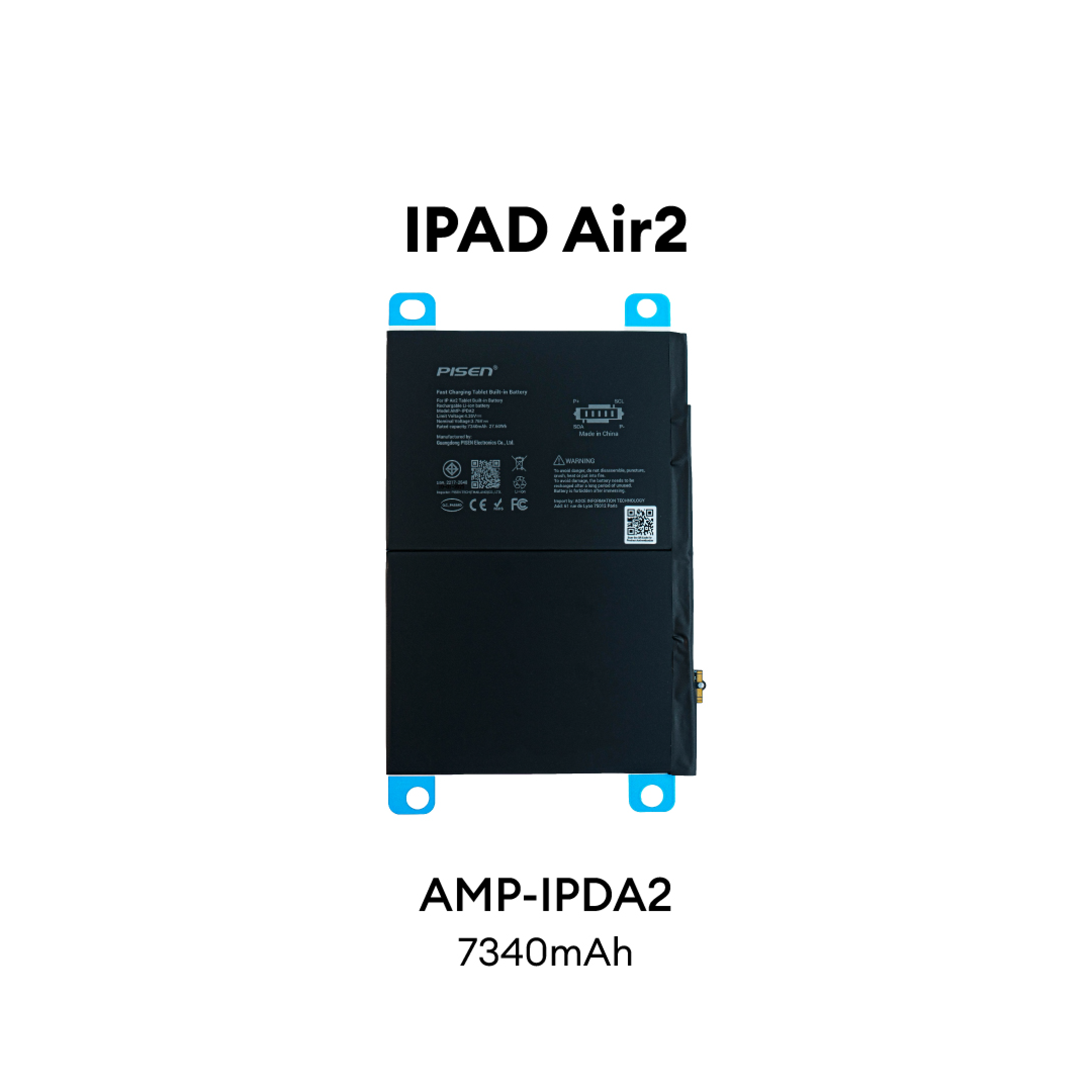 PISEN Fast Charging Tablet Built-in Battery IPad Air2 AMP-IPDA2